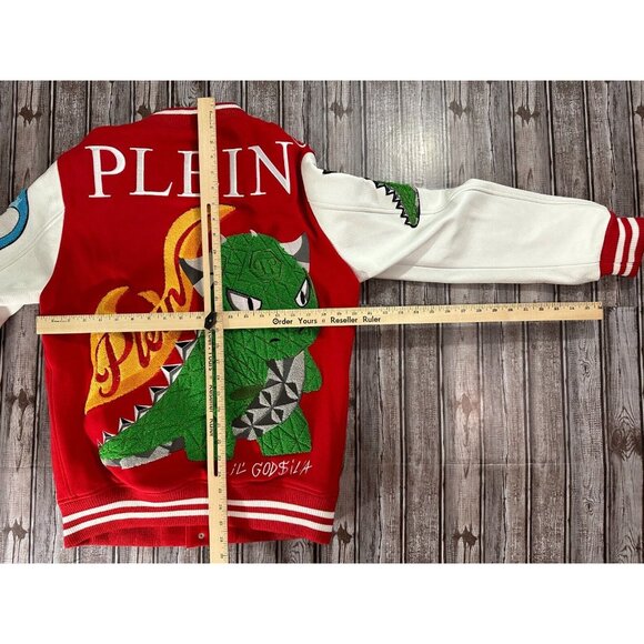 Philipp Plein Varsity bomber monsters Jacket color red size M - Picture 2 of 7